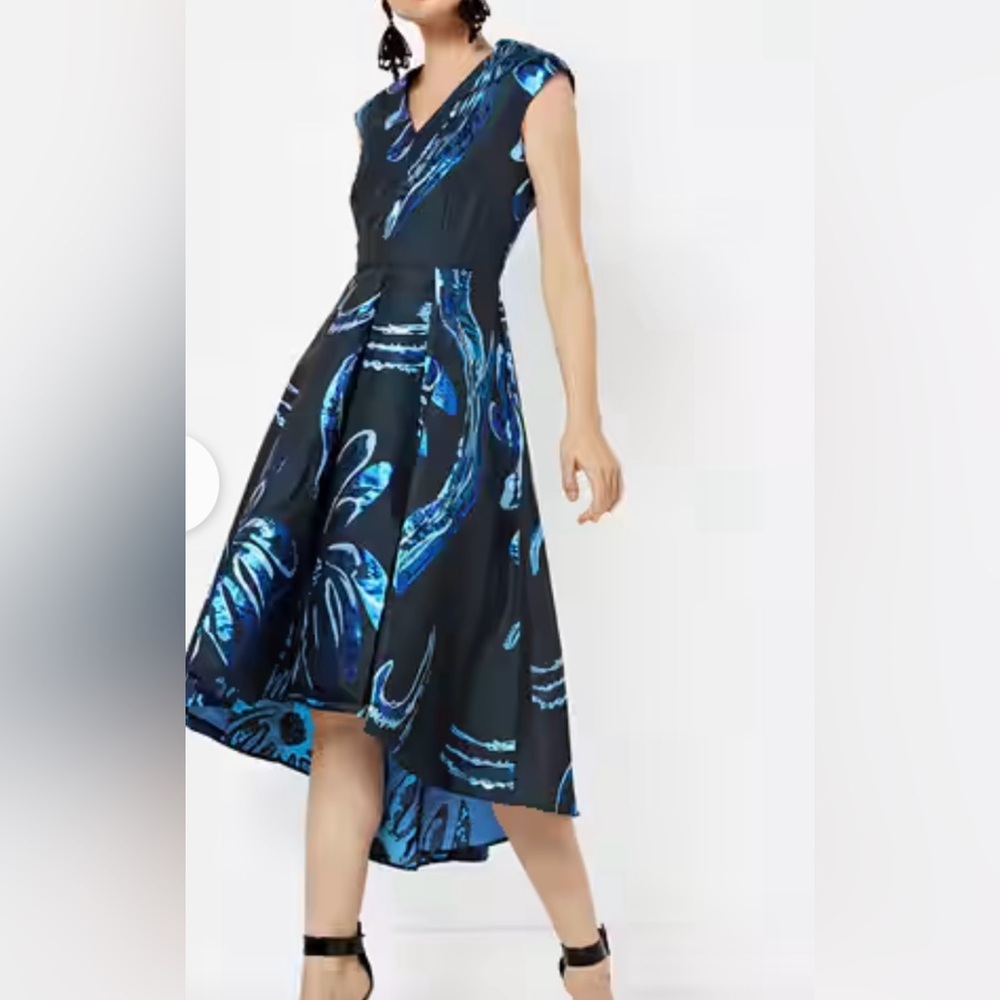 Closet London Printed High-Low Fit & Flare Dress, size 10,Artsy Modern Colorful